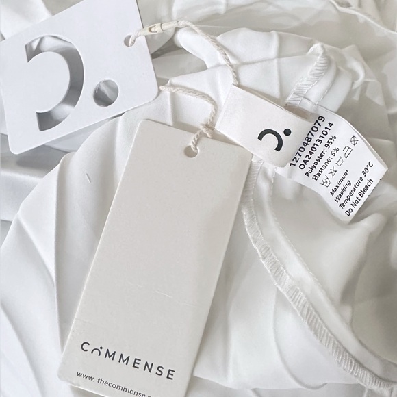 Commense Sleeveless Pleated Skirt Long Bandeau Dress Black and White Size M NEW - Picture 10 of 11